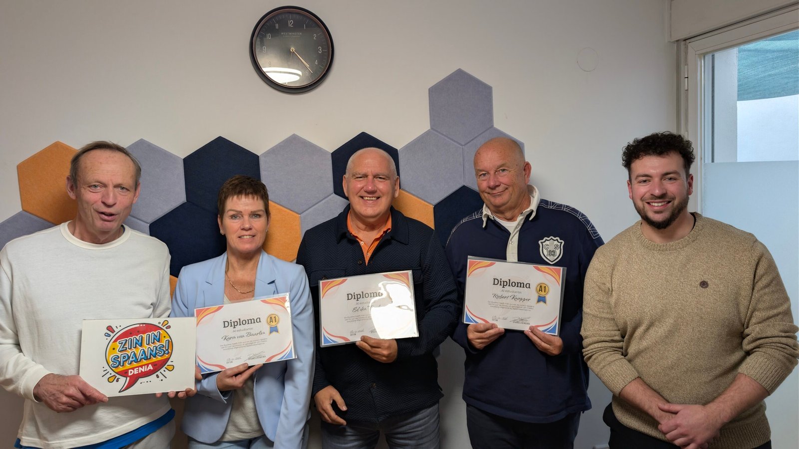 Diploma-uitreiking groepsles Spaans