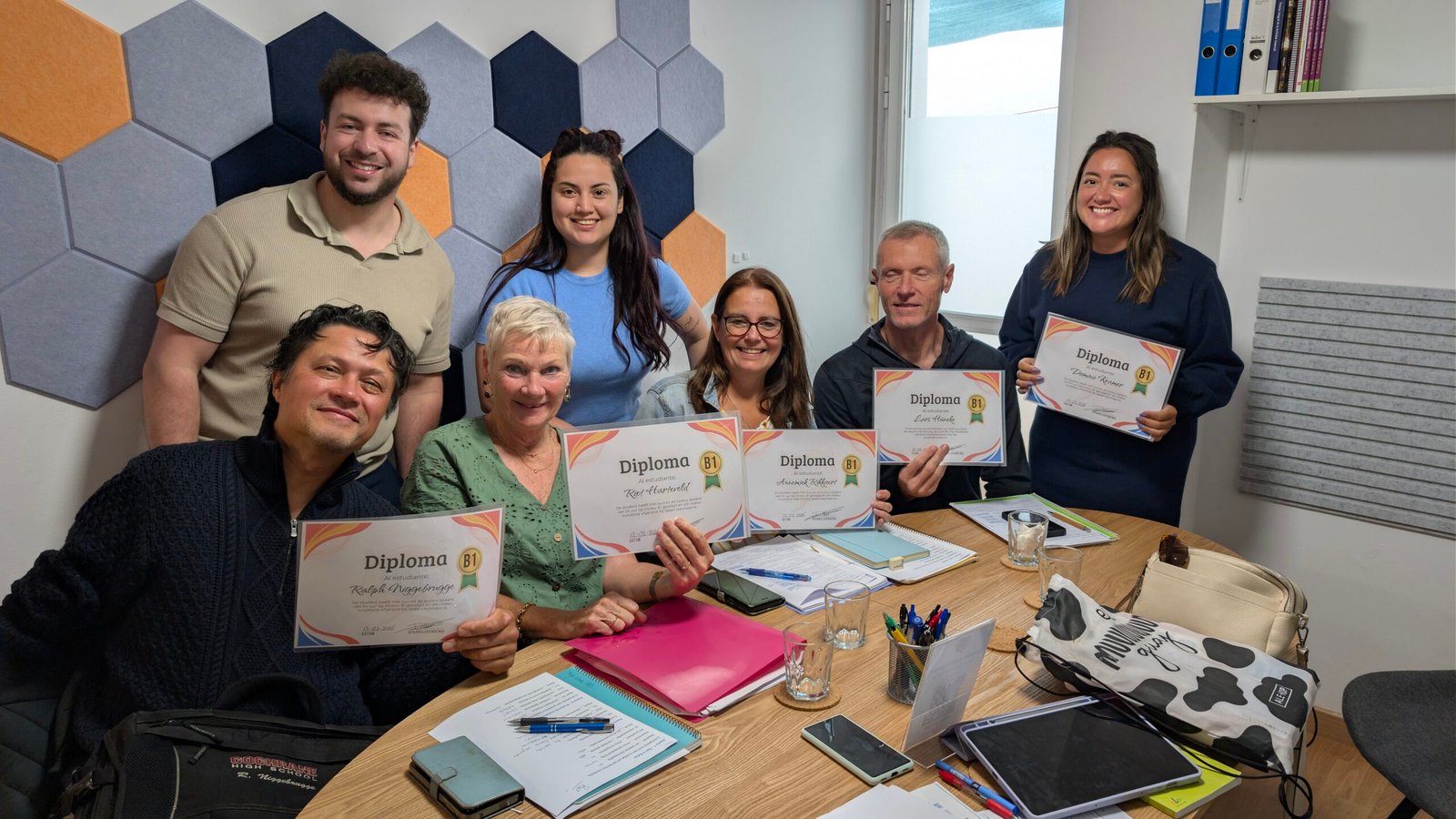 Diploma-uitreiking groepsles Spaans