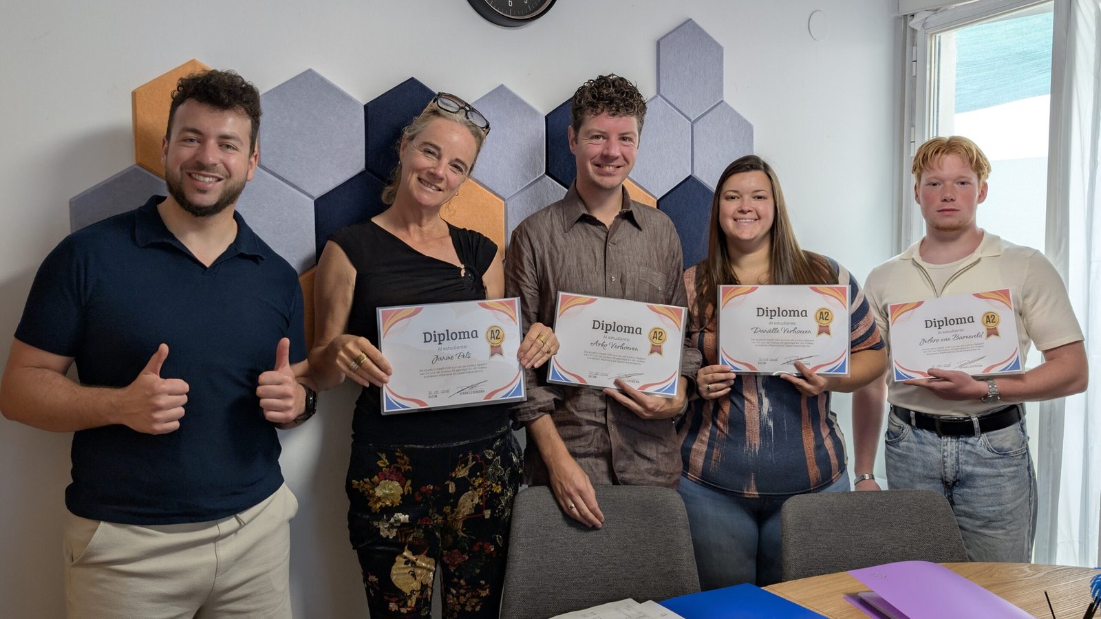 Diploma-uitreiking groepsles Spaans