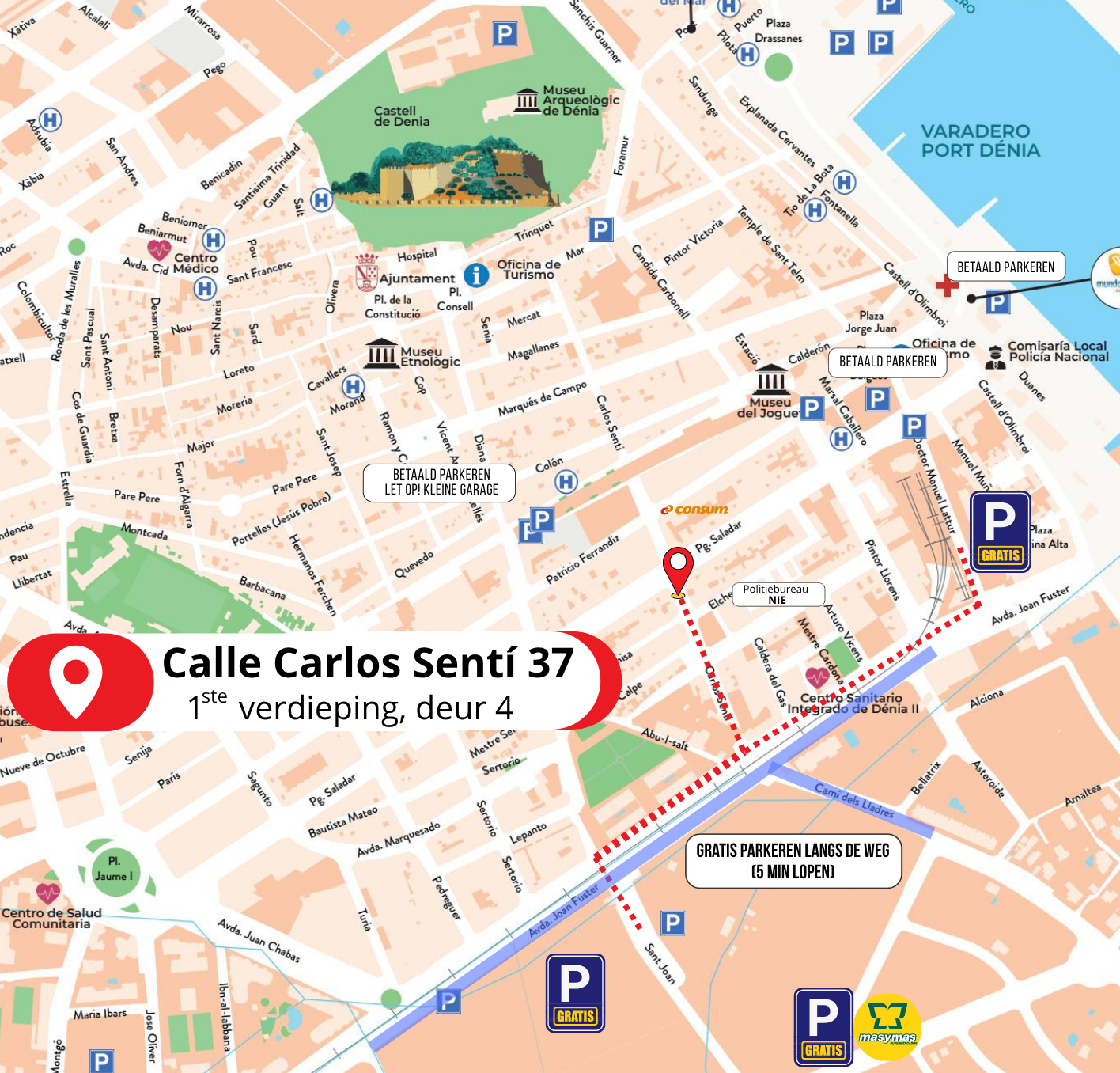 Parkeerkaart bij Calle Carlos Sentí 37, Dénia